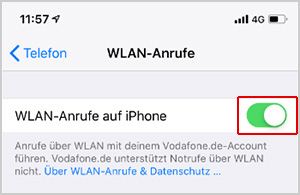 WLAN-Anrufe WiFi Calling beim iPhone ein- und ausschalten