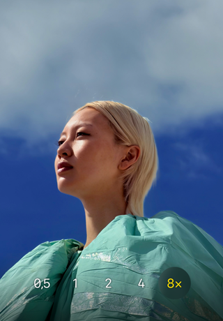 iPhone 17 Pro Kamera App, 0,5x, 1x, 2x, 4x und 8x optischer Zoom, wobei 8x ausgewhlt ist