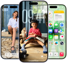 iPhone 17, Rckansicht, Dynamic Island oben mittig, drei Farben: Nebelblau, Lavendel, Salbei