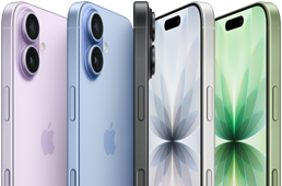 iPhone 17, Vorderansicht, Rckansicht, Seitenansicht, fnf Farben: Lavendel, Nebelblau, Schwarz, Wei und Salbei.