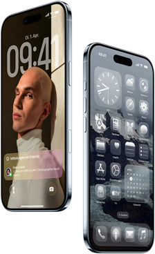 Zwei iPhone Air Gerte, Vorderseite, Seite, dnnes Profil, Sperrbildschirm und Homescreen