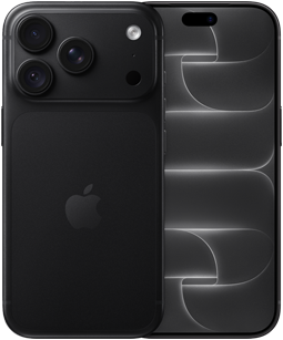iPhone 18 Pro, Rückseite, Farbe Schwarz, Pro Fusion Kamera-System oben, Apple Logo in der Mitte, Vorderseite, All-Screen Design
