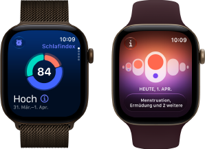 Apple Watch Series 12, Aluminiumgehäuse, Farbe Dunkelbronze, Kreisdiagramm mit Schlafindex, Digital Crown, Milanaise Armband, Farbe Dunkelbronze