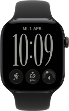 Apple Watch Series 12, Aluminiumgeh�use, Farbe Schwarz, Flow Zifferblatt, Sportarmband, Farbe Schwarz