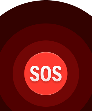 Notruf SOS Symbol, eingelassene rote Kreise mit einem wei�en SOS in der Mitte