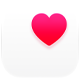 Health App Symbol, ein pinkes Herz in einem weißen Feld