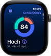 Apple Watch Series 12, Aluminiumgehäuse, Farbe Space Grau, Kreisdiagramm mit Schlafindex, rechte Seitenansicht, Digital Crown