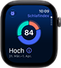 Apple Watch Series 12, Aluminiumgeh�use, Farbe Space Grau, Kreisdiagramm mit Schlafindex, rechte Seitenansicht, Digital Crown