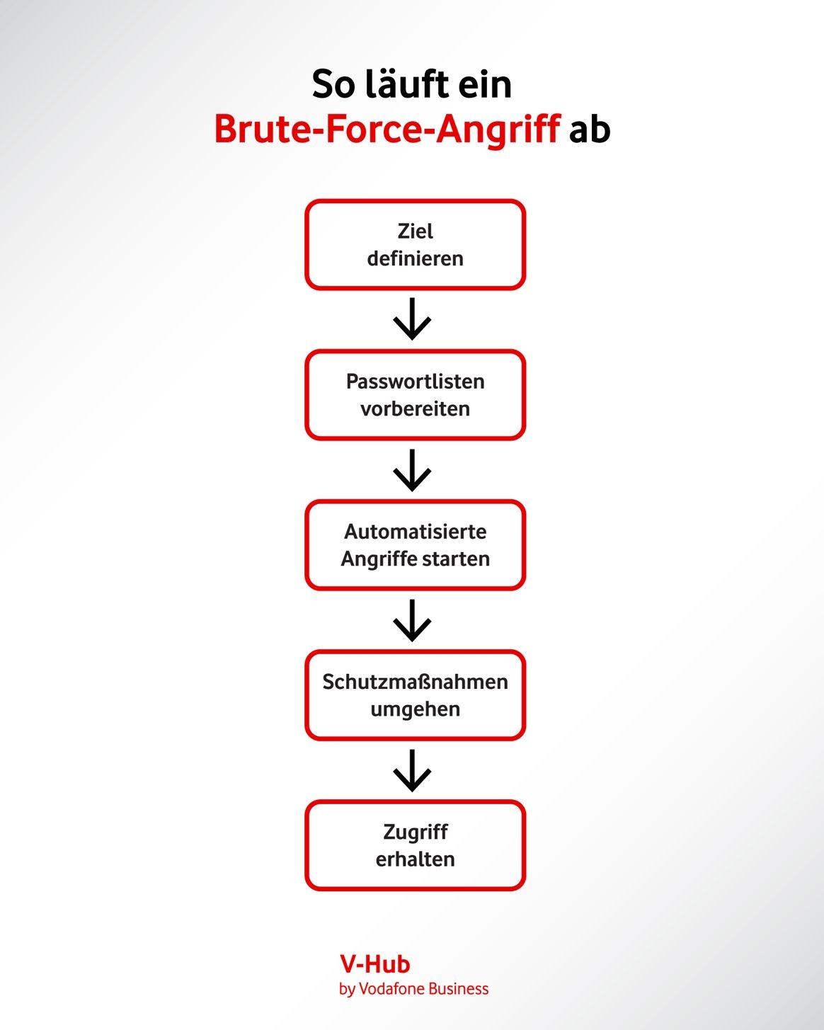 Grafische Darstellung des Ablaufs eines Brute-Force-Angriffs