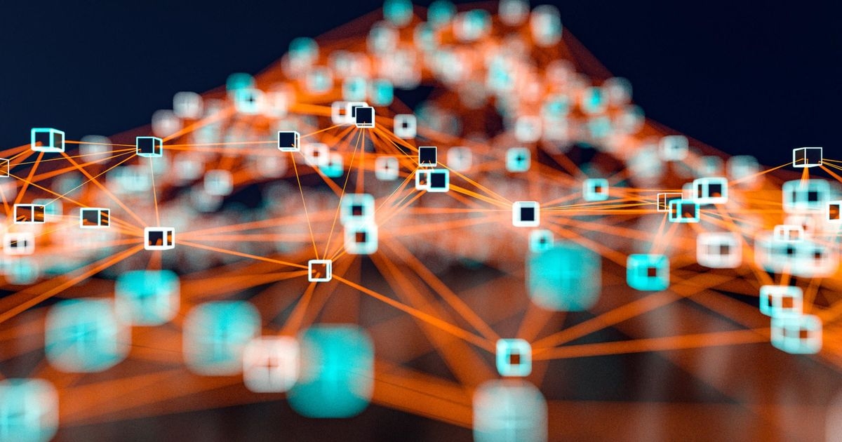 Farbiges Geflecht aus miteinander verbundenen Quadraten