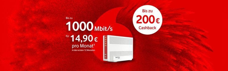 Vodafone Internetangebot: FRITZBox und bis zu 200 € Cashback für Ihr Business Kabel-Internet