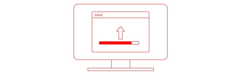 Desktop mit Upload-Symbol