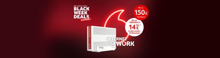 Black Week Deals: WLAN-Router mit 1000 Mbit/s für 14,90 € monatlich in den ersten 12 Monaten, bis zu 150 € Cashback.