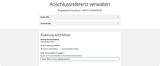 Anschlussreferenz verwalten