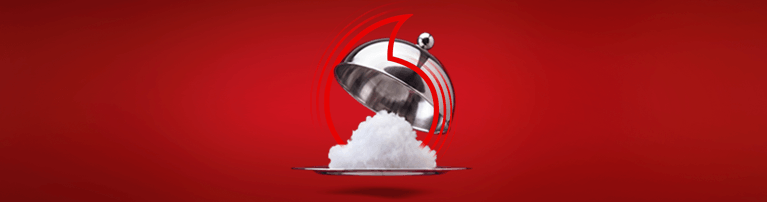 Vodafone Hintergrund, Teller mit Wolke