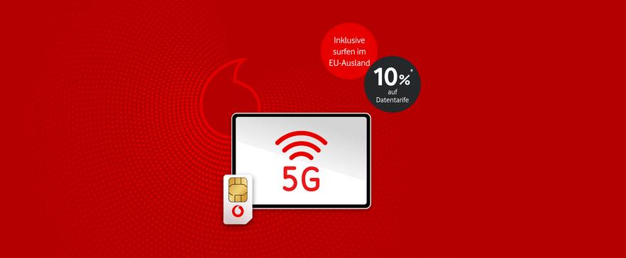 Abbildung einer SIM-Karte mit einem 5G-Tablet