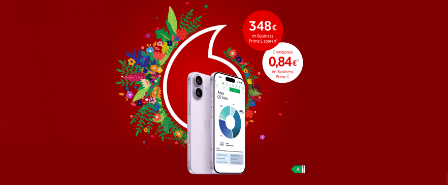 Vodafone Angebot mit iPhone 17 Pro und 348 Euro Ersparnis im Business Prime L Tarif.