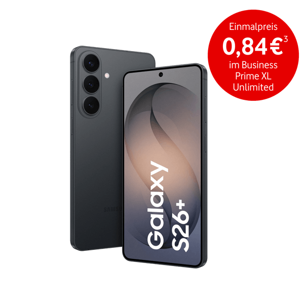 Samsung Galaxy S26 Plus mit Einmalpreis von 0,84 Euro im Vodafone Business Prime XL Unlimited Tarif.