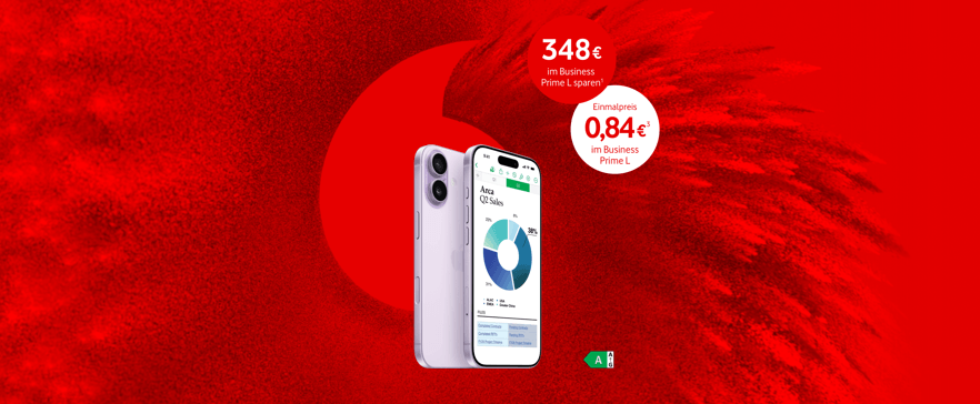 Vodafone Angebot mit iPhone 17 Pro und 348 Euro Ersparnis im Business Prime L Tarif.