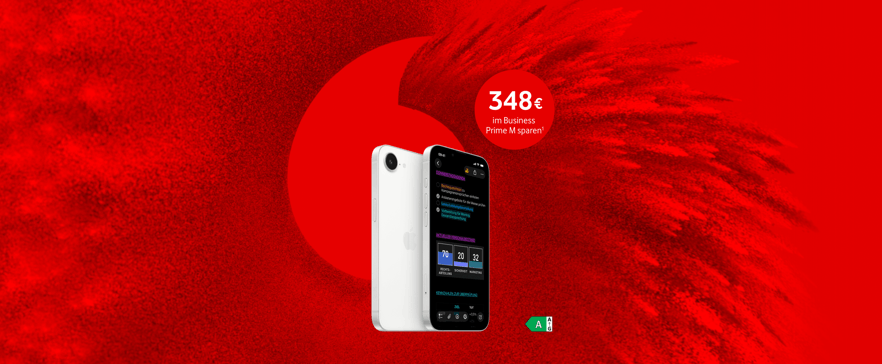 Vodafone Angebot mit iPhone 17e und 348 Euro Ersparnis im Business Prime L Tarif.