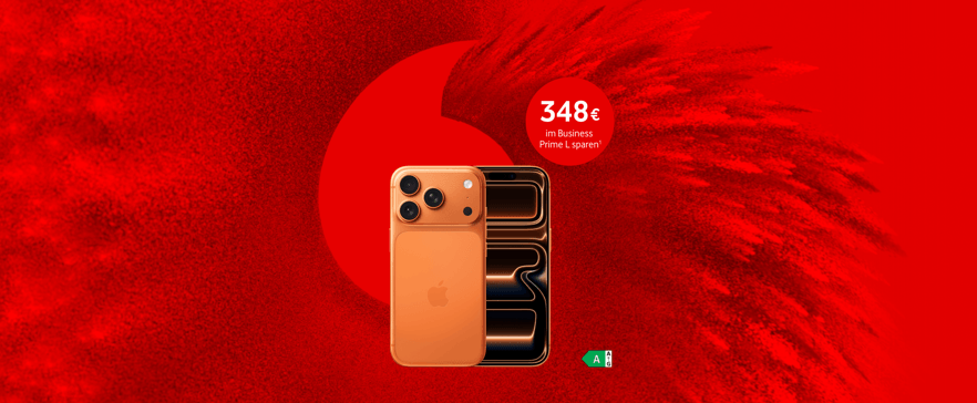 Vodafone Angebot mit iPhone 17 Pro und 348 Euro Ersparnis im Business Prime L Tarif.