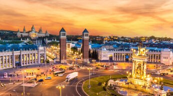 Skyline Barcelona at sunset