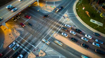 Traffic Congestion Motion Driving Aerial Intersection Highway