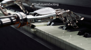 Robot hands playing piano