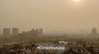 Smog über Neu Dehli, der für Tinte aus CO2 genutzt wird.