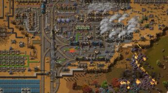 Eine riesige Fabrik in Factorio