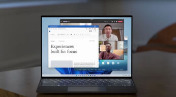 Windows 11 wird auf einem Laptop gezeigt.