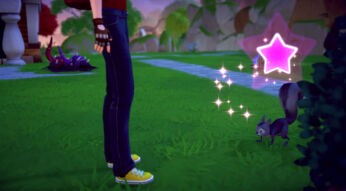 Der Protagonist und ein Eichhörnchen in Disney Dreamlight Valley