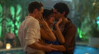 Tom Hiddleston als Jonathan Pine, Camila Morrone als Roxana und Diego Calva als Teddy in "The Night Manager".