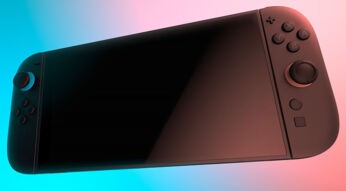 Die Nintendo Switch 2 vor blau-rotem Hintergrund
