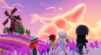 Mehrere Spielende betrachten einen Sonnenuntergang in „Heartopia“.