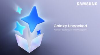 Samsungs Galaxy AI-Logo schwebt neben dem Text "Galaxy Unpacked".