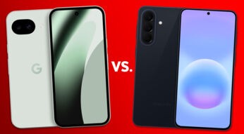 Das Pixel 10a in Hellgrün ist links, das Galaxy A57 5G in Blauschwarz ist rechts zu sehen.