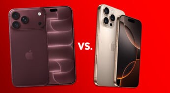 Das iPhone 18 Pro in Burgunder ist neben dem iPhone 16 Pro in Titan Natur zu sehen.