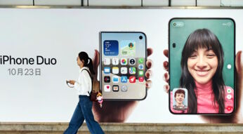 Das iPhone Duo auf einem Plakat