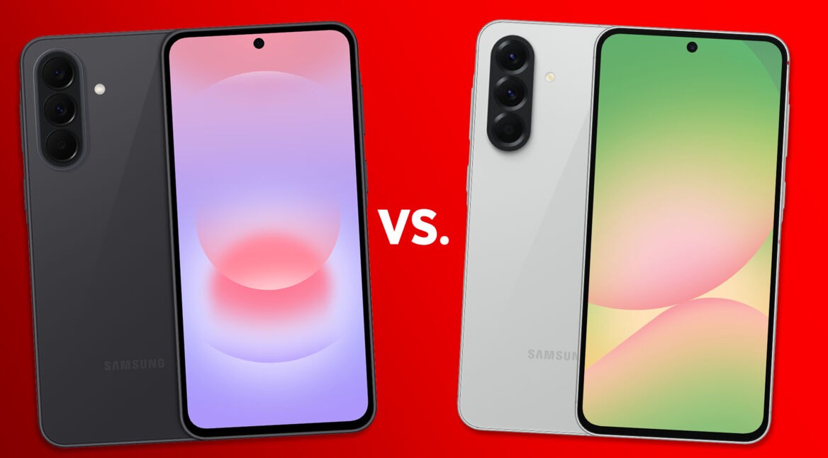 Das Galaxy A37 ist in Dunkelgrau links, das Galaxy A56 in Hellgrau rechts zu sehen.