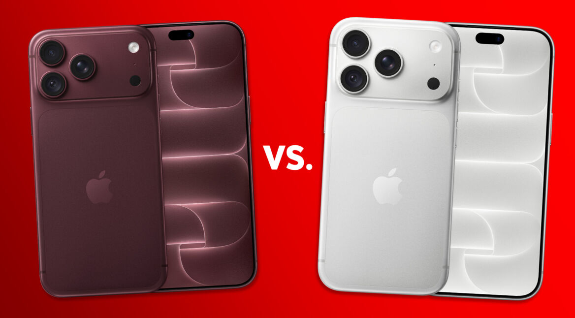 Das iPhone 18 Pro ist in Burgunder links, das iPhone 18 Pro Max in Silber rechts zu sehen.
