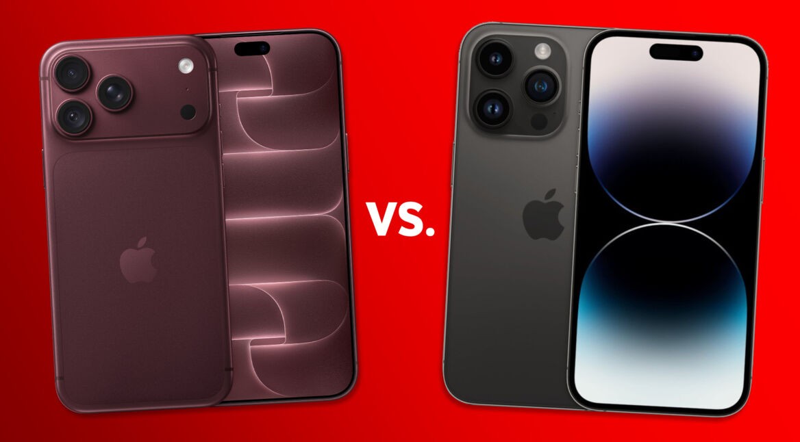 iPhone 18 Pro (Rot) vs. iPhone 14 Pro (Grau)