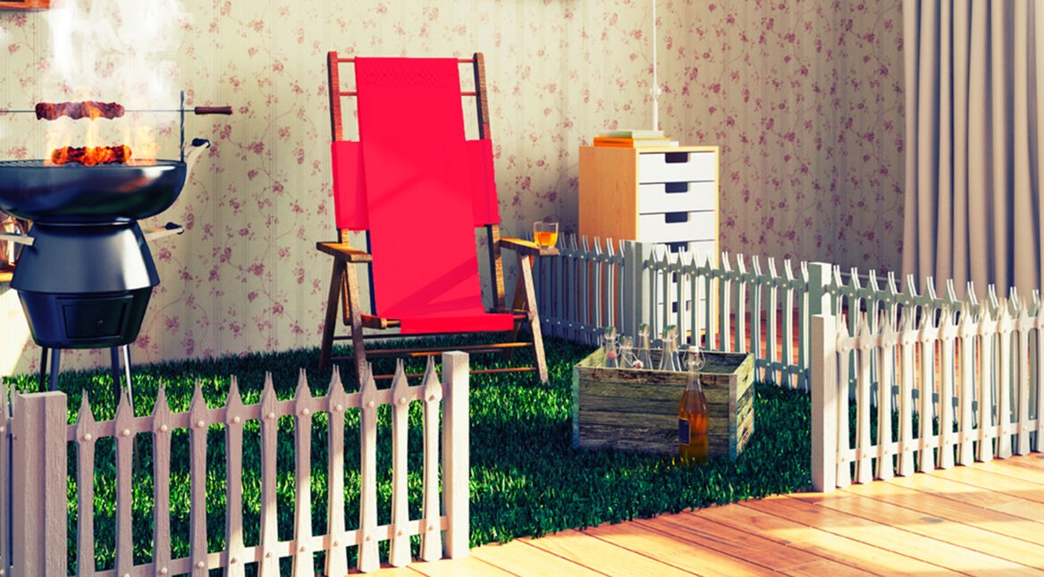 barbecue in a living room