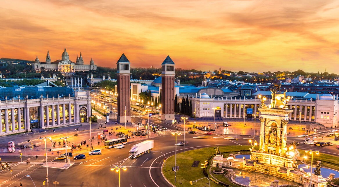 Skyline Barcelona at sunset