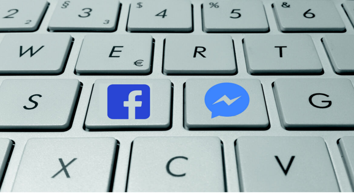 Facebook und der Messenger als Tasten auf einer Tastatur