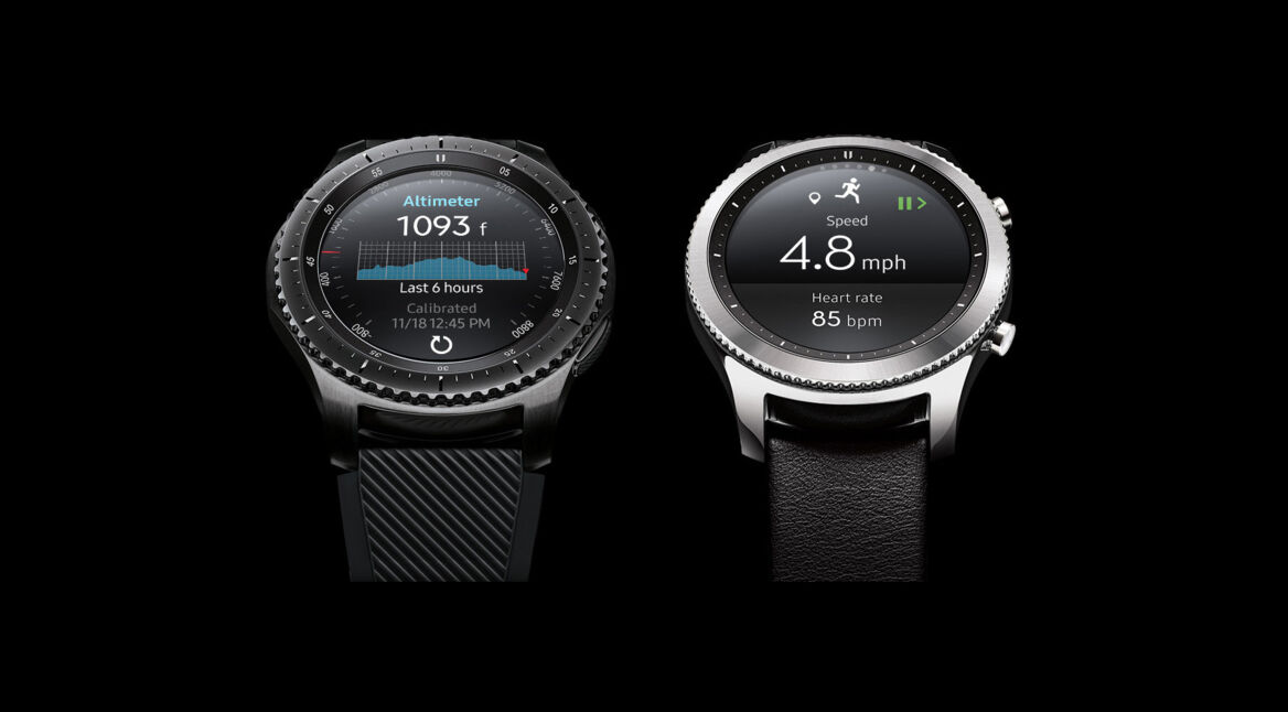 2 Modelle der Samsung Gear S3 mit Apps