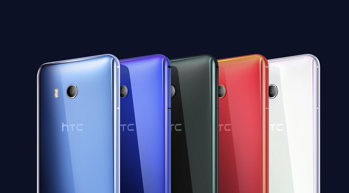 HTC U 11 in verschiedenen Farben von hinten