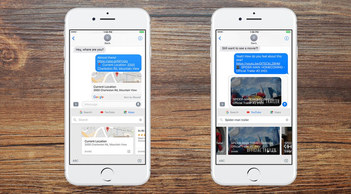 Durch ein Update von Gboard lassen sich Google Maps und YouTube über die Tastatur des iPhone aufrufen.