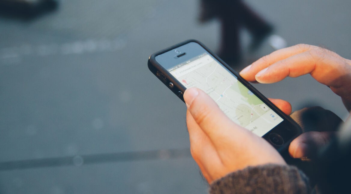 Google Maps Kartennavigation auf einem Smartphone