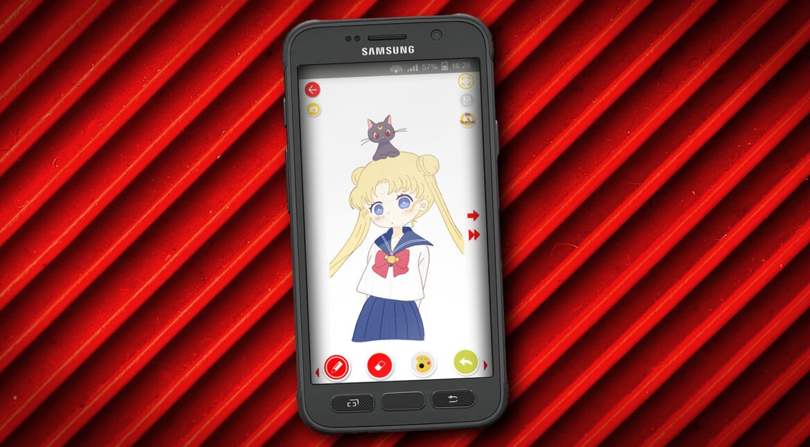 Sailor Moon in spezieller Anime-App zeichnen.